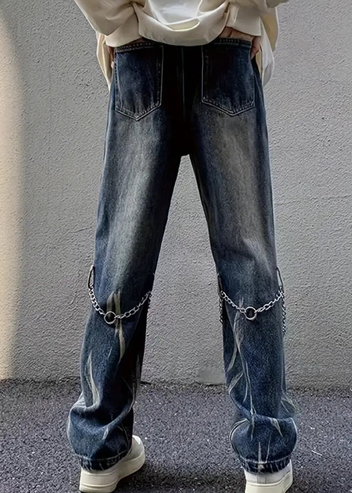 AtomicLook® Double-Chain Baggy Jeans