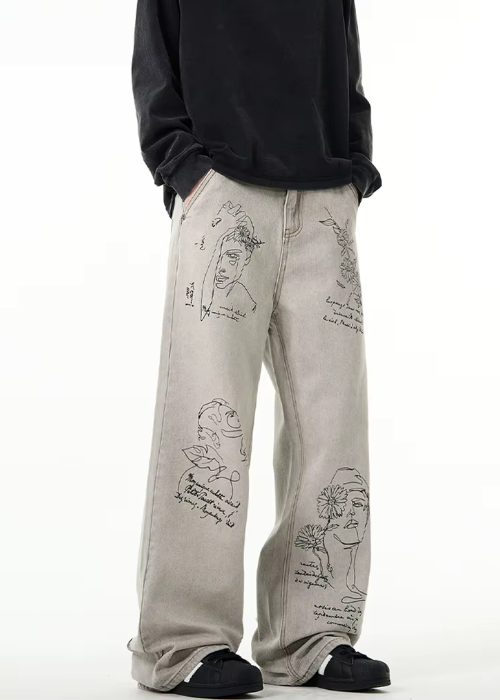 AtomicLook® Cement Grafiti Baggy Jeans