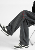 AtomicLook® Red Stripe Baggy Jeans