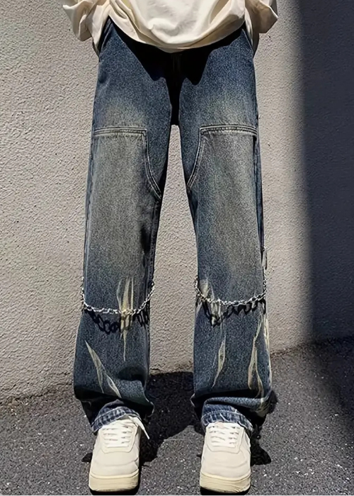 AtomicLook® Double-Chain Baggy Jeans