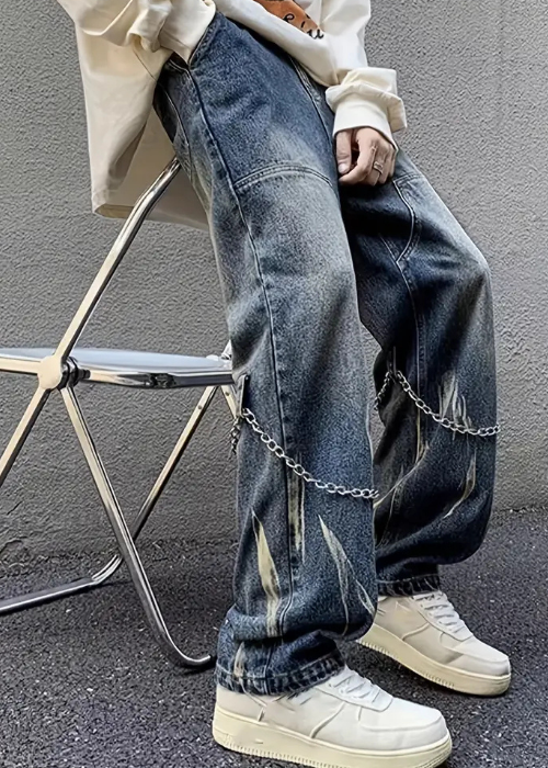 AtomicLook® Double-Chain Baggy Jeans