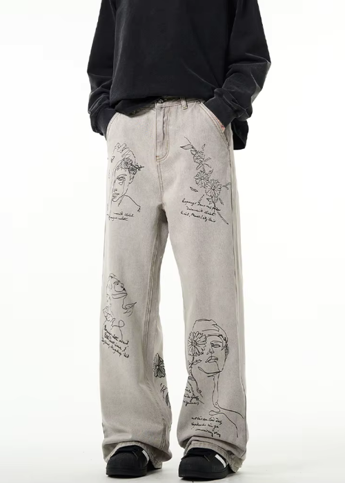 AtomicLook® Cement Grafiti Baggy Jeans