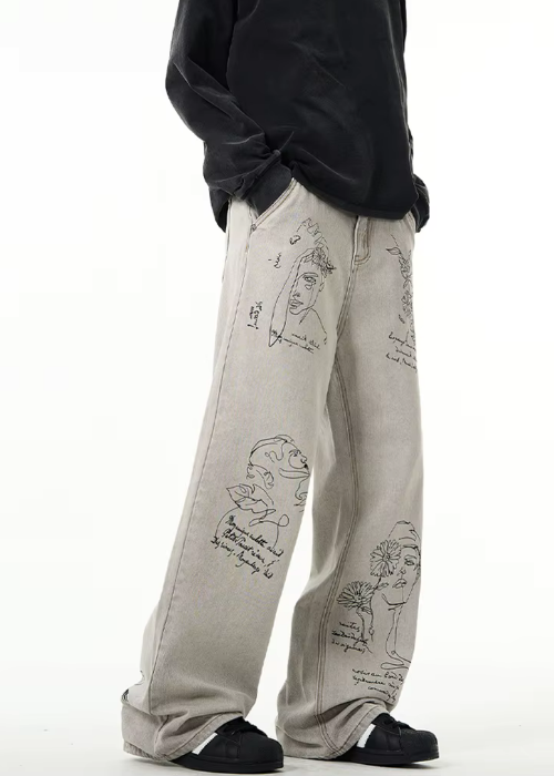 AtomicLook® Cement Grafiti Baggy Jeans