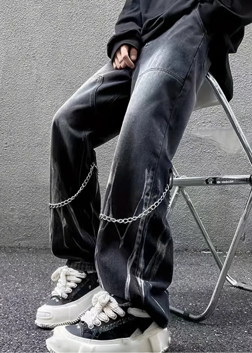 AtomicLook® Double-Chain Baggy Jeans